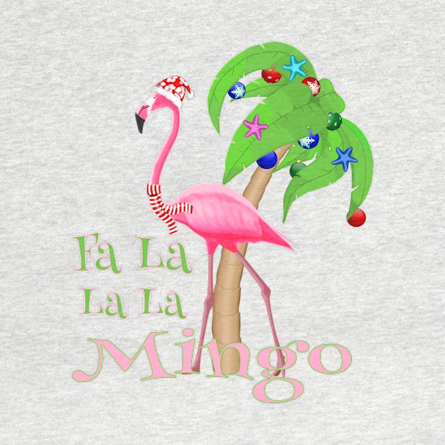 Fa La La La Mingo Pink Flamingo Tropical Christmas by macdonaldcreativestudios